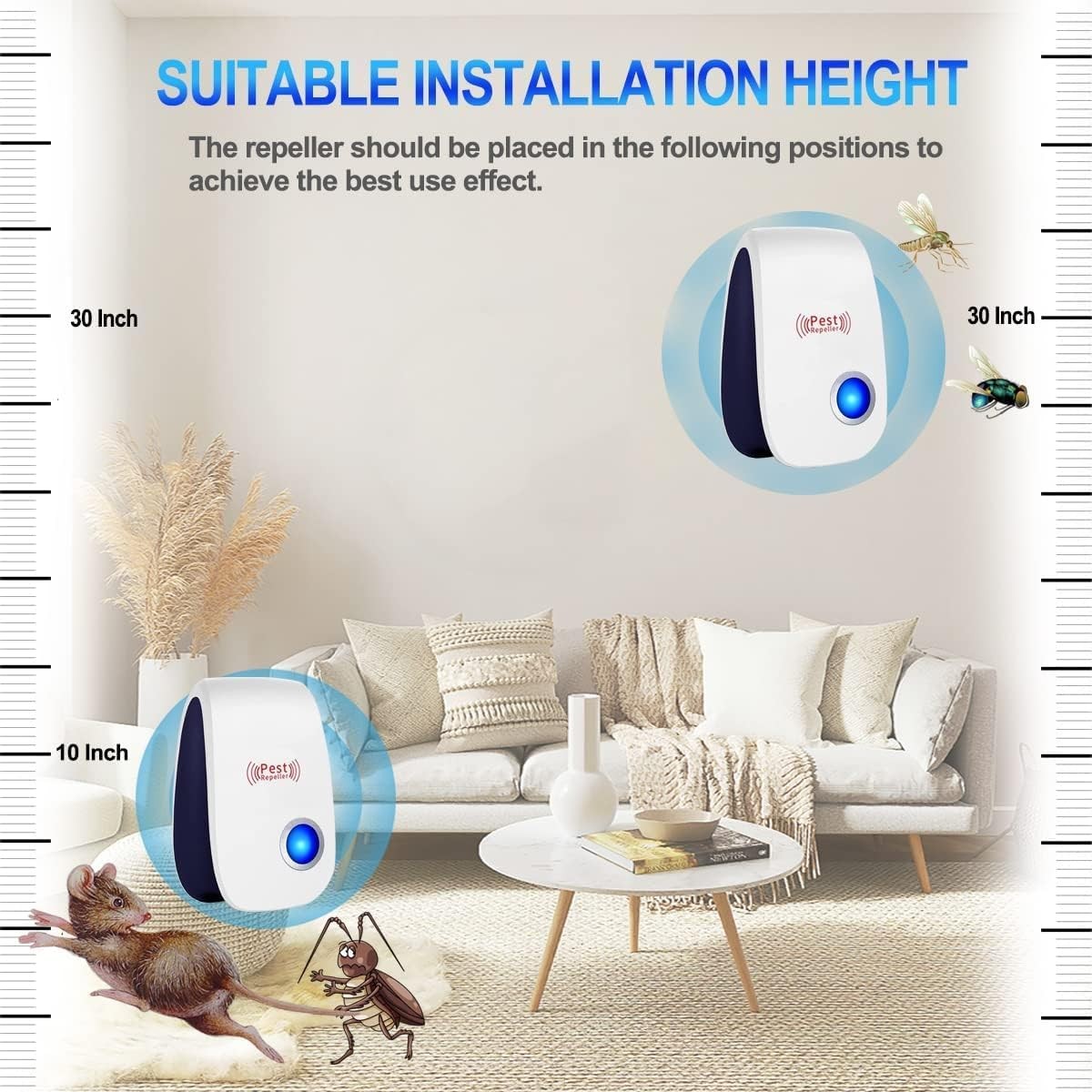 1-6Pack Electronic Plug in Sonic Repellent pest Control for Insects Roaches Mice