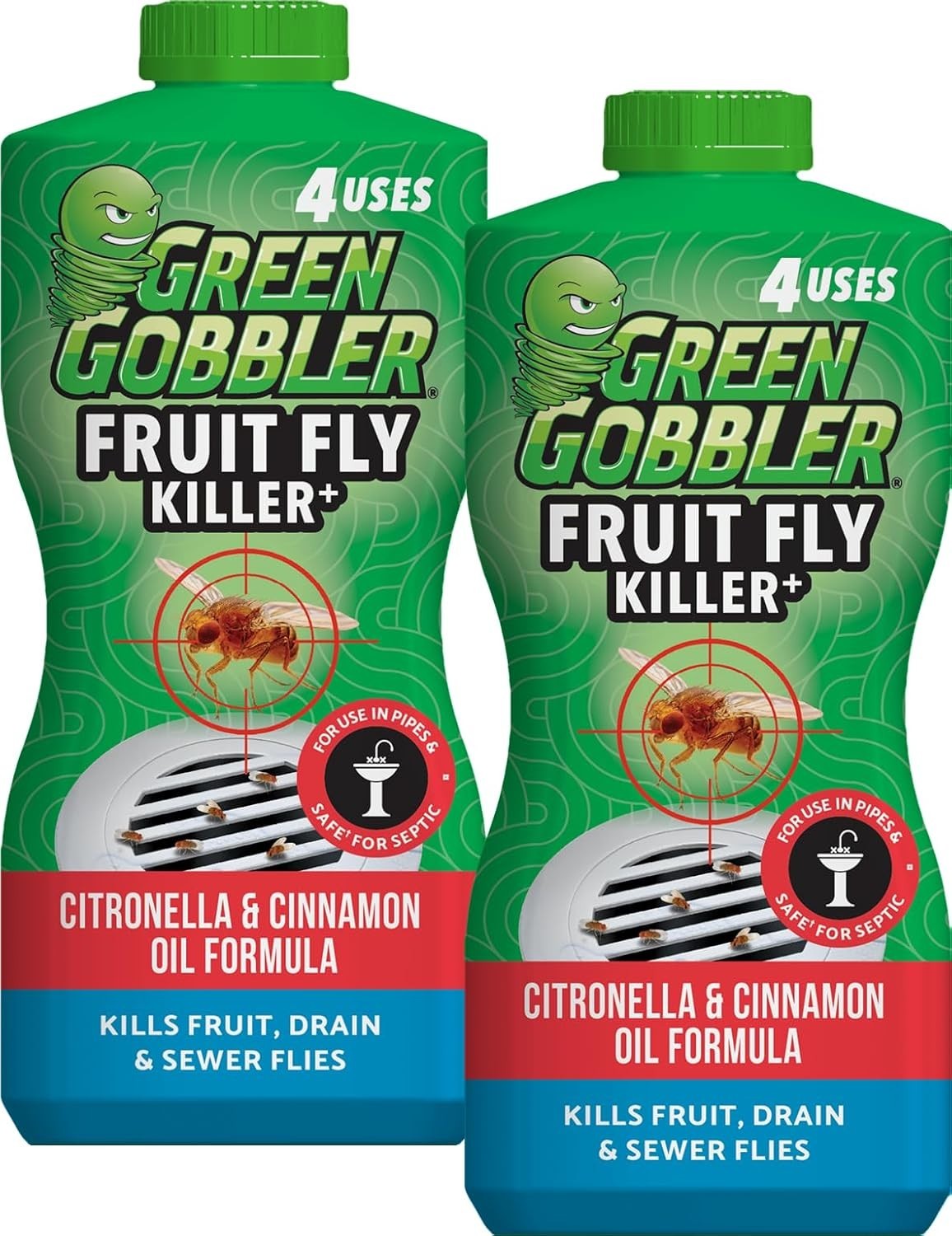 Fast-Acting Gel for Drain Fly Control – Septic Safe, 2-Pack, 32oz Each