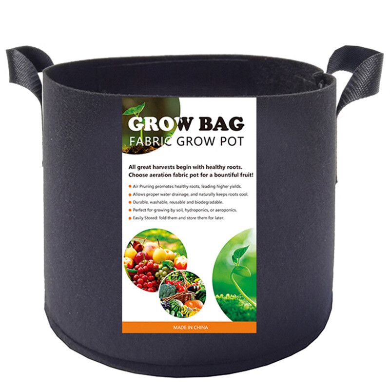5-Pack Round Plant Pots Grow Bags Thickened Nonwoven Fabric 2/3/5/7/10 Gallon