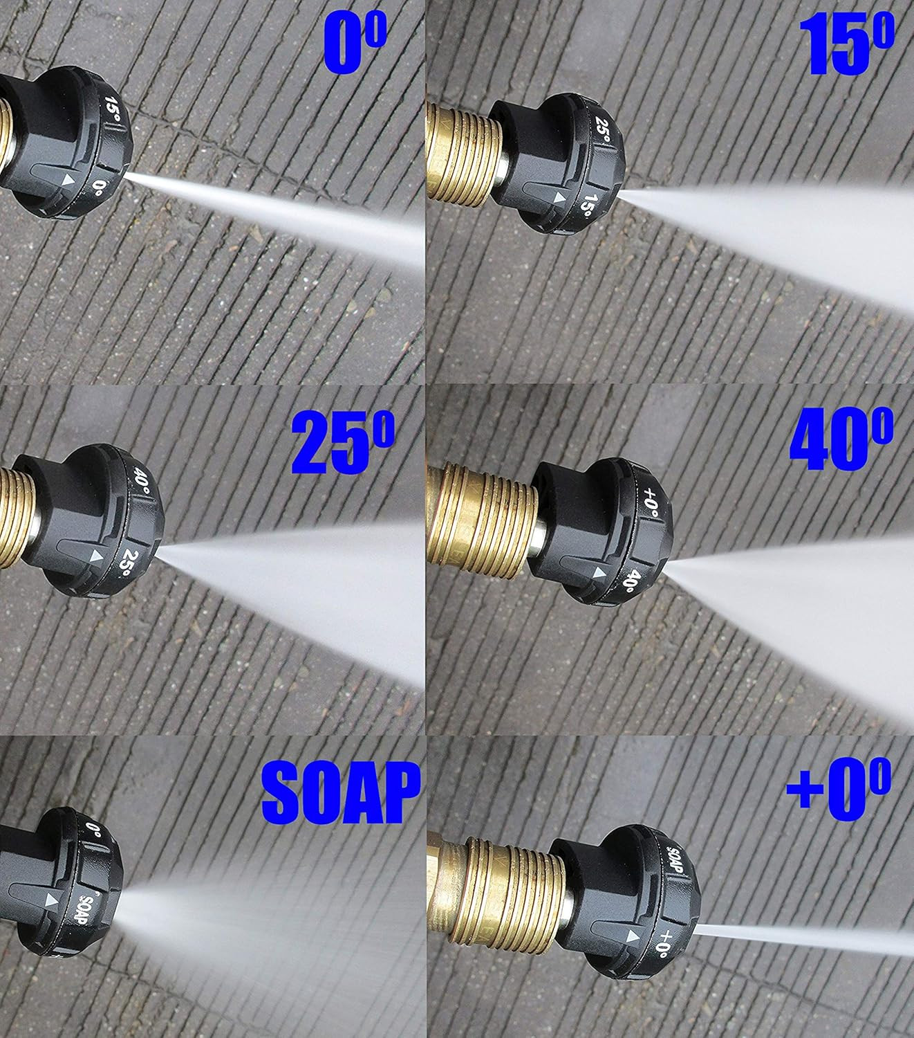 Pressure Washer Nozzle, 6-In-1 Quick Changeover, 4000 PSI, 1/4 Inch Quick Connec