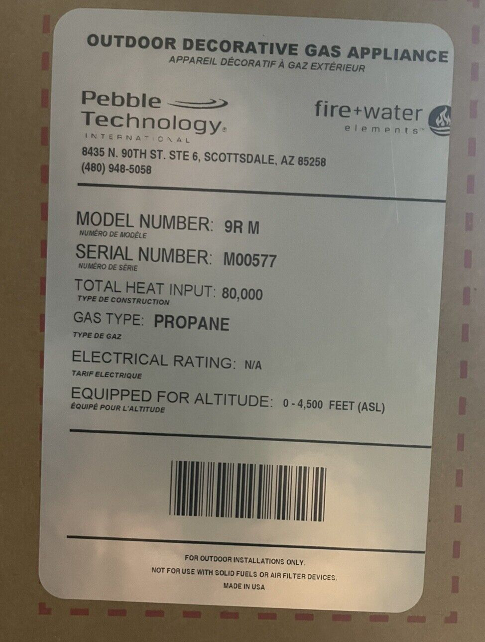 PEBBLE TECHNOLOGY Propane FIRE RING ACCESSORY 9R M