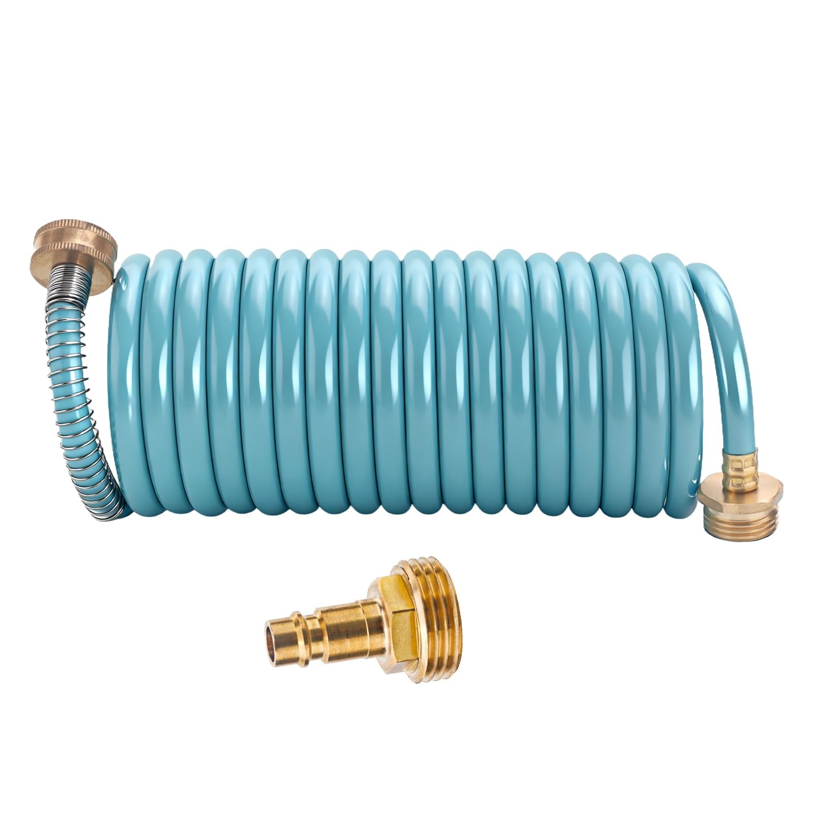 RV External Shower, 3/8 in by 15-Foot Coil Hose with 1/2 Inch Quick Connect A…