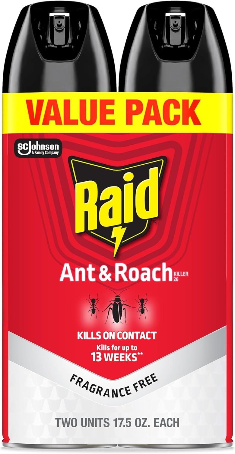 Raid® Ant & Roach Killer 26, Fragrance-Free Bug Spray, 17.5 fl. oz. 2 count. New