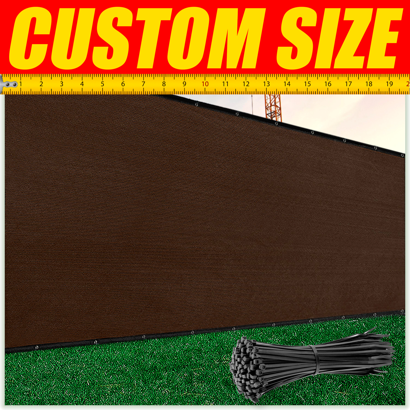 ColourTree Brown 4′ Fence Privacy Wind Screen Mesh Windscreen Custom Size 4 Feet