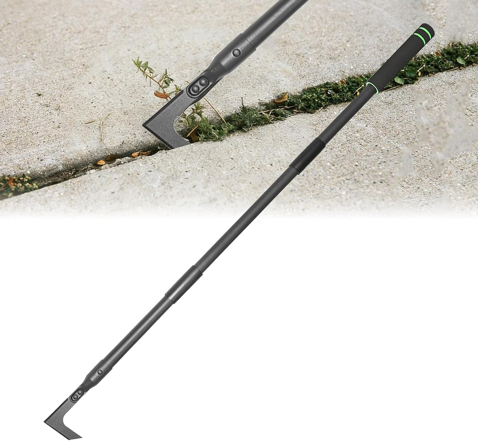 Adjustable Crack Weeder Long Handle Steel Tool with Soft Foam Grip for Sidewalk