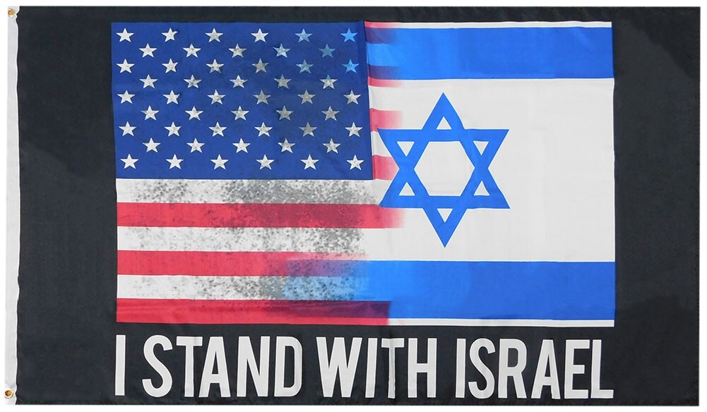 3×5 USA Israel Combo I Stand With Israel Black 3’x5′ 100D Woven Poly Nylon Flag