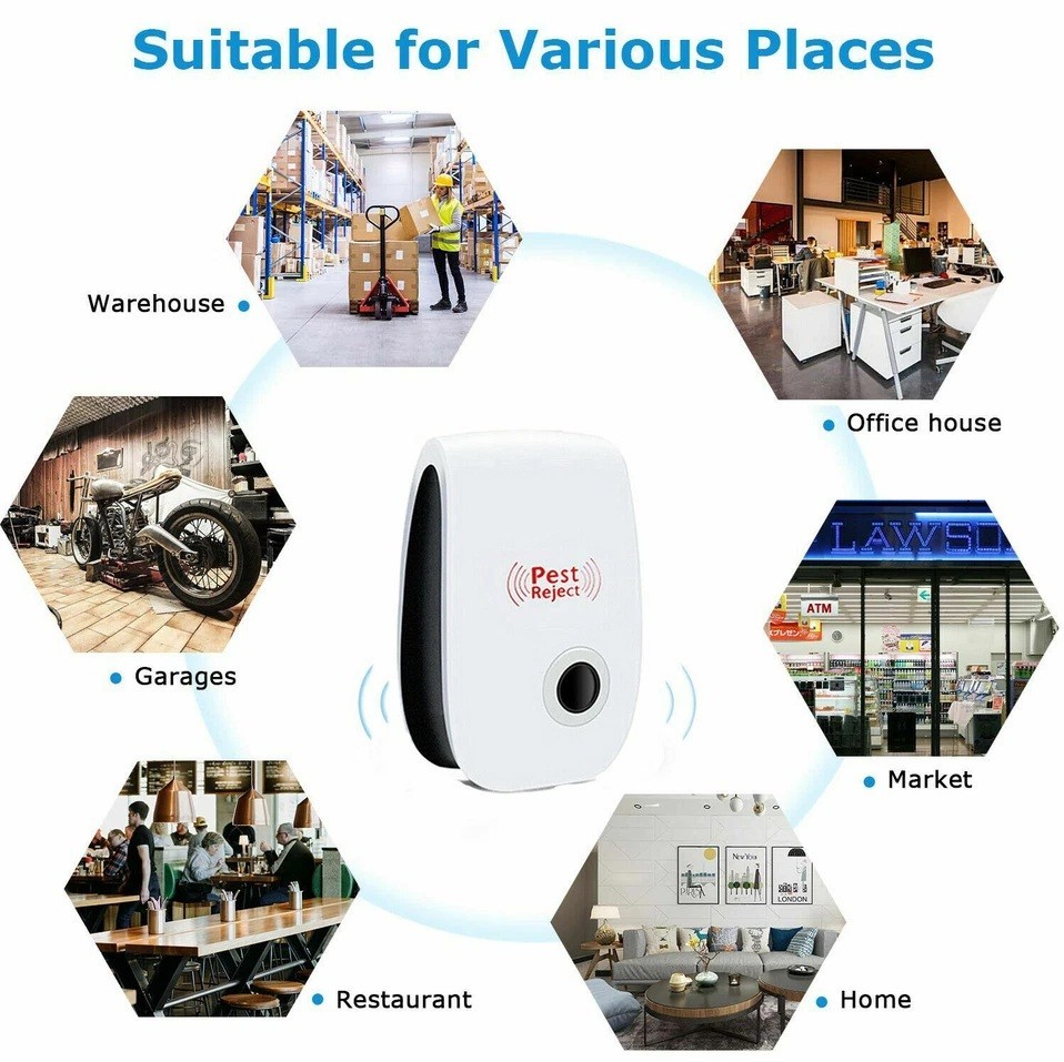 2pcs Plug in Ultrasonic Pest Repellent Control Flea Insects Bugs Rat Mosquitoes