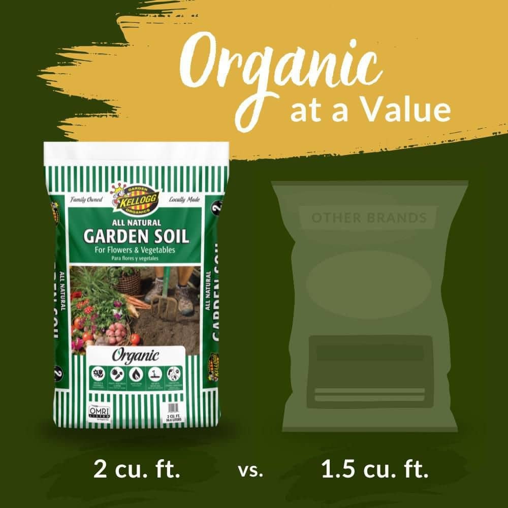 All Natural Garden Soil, Organic Soil For Flowers and Vegetables 2 cf. ft, OMRI