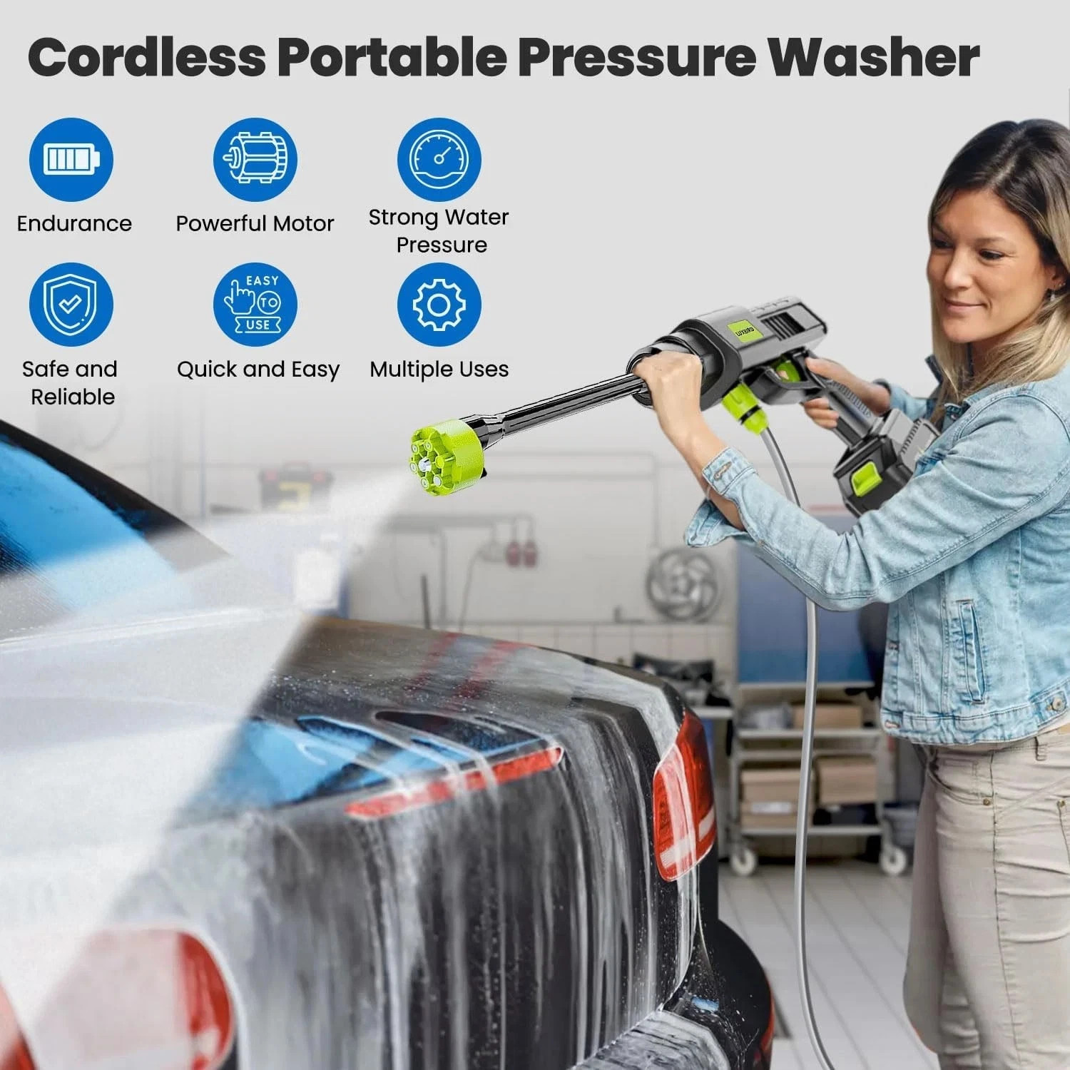 6 IN 1 Cordless Electric High Pressure Water Spray Gun Car Washer Cleaner NEW