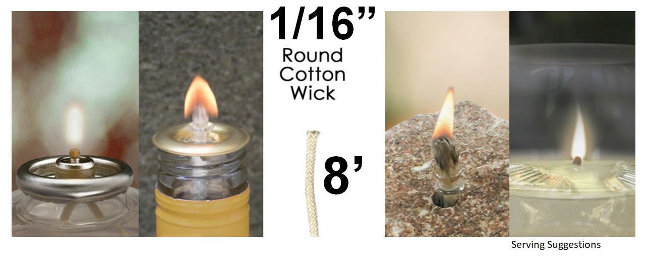 1/16 Round Cotton Wick 8 Feet Kerosene Lamp Tiki Torch Bottle Oil Candle USA