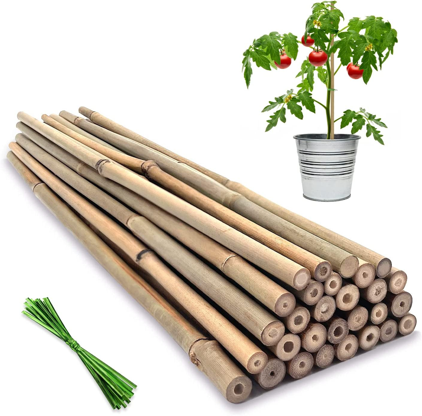 Plant Stakes,18 Inches Natural Garden Bamboo Sticks,Bovitro 20Pcs Plant Support