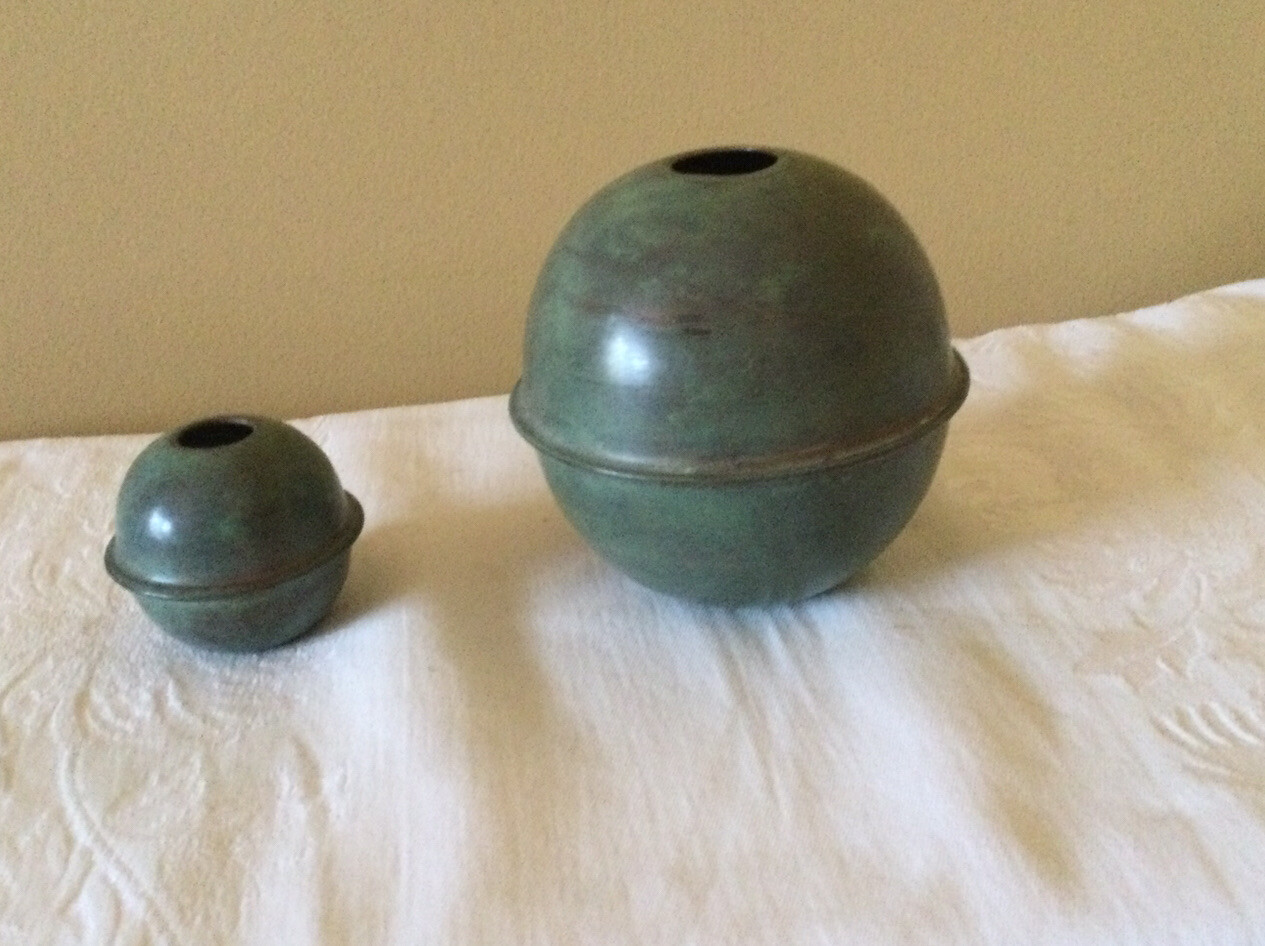 SET OF 2 Blue Verde Finish COPPER BALLS FOR A WEATHERVANE – 4″ AND 2 1/4″