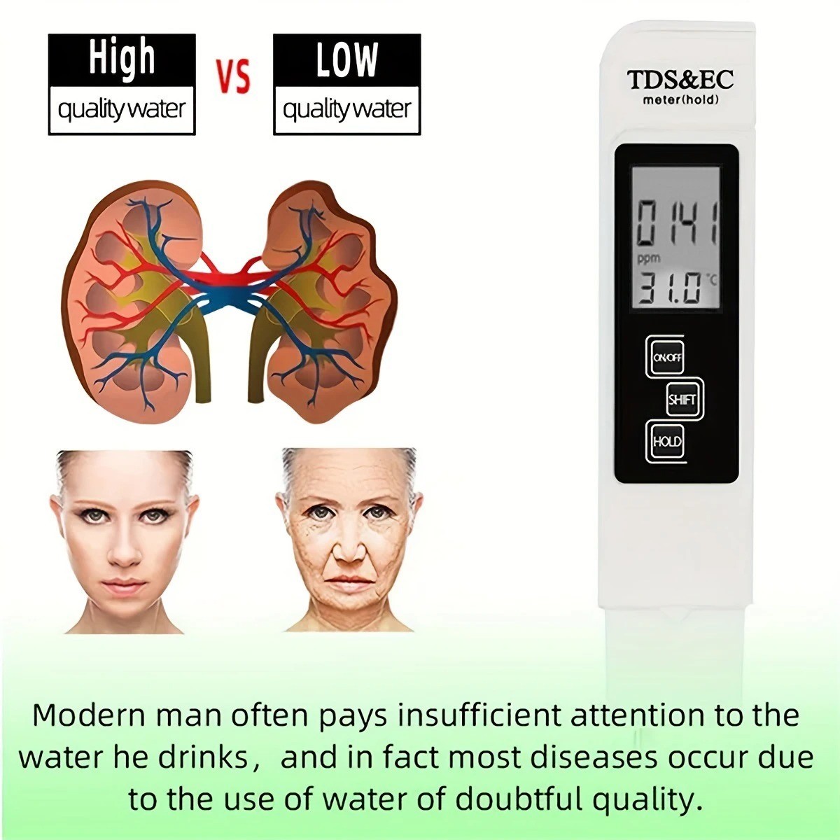 TDS Meter Digital Tester Water Quality Testing Kits for Drinking Water 0-9990ppm
