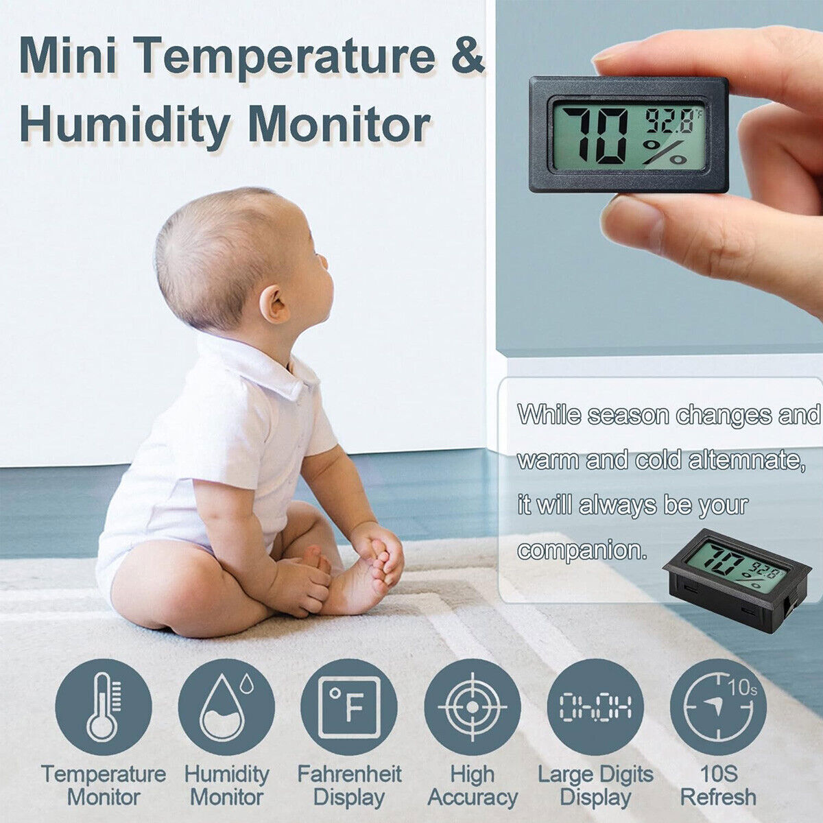 5 PCS Digital LCD Indoor Temperature Humidity Meter Thermometer Hygrometer US