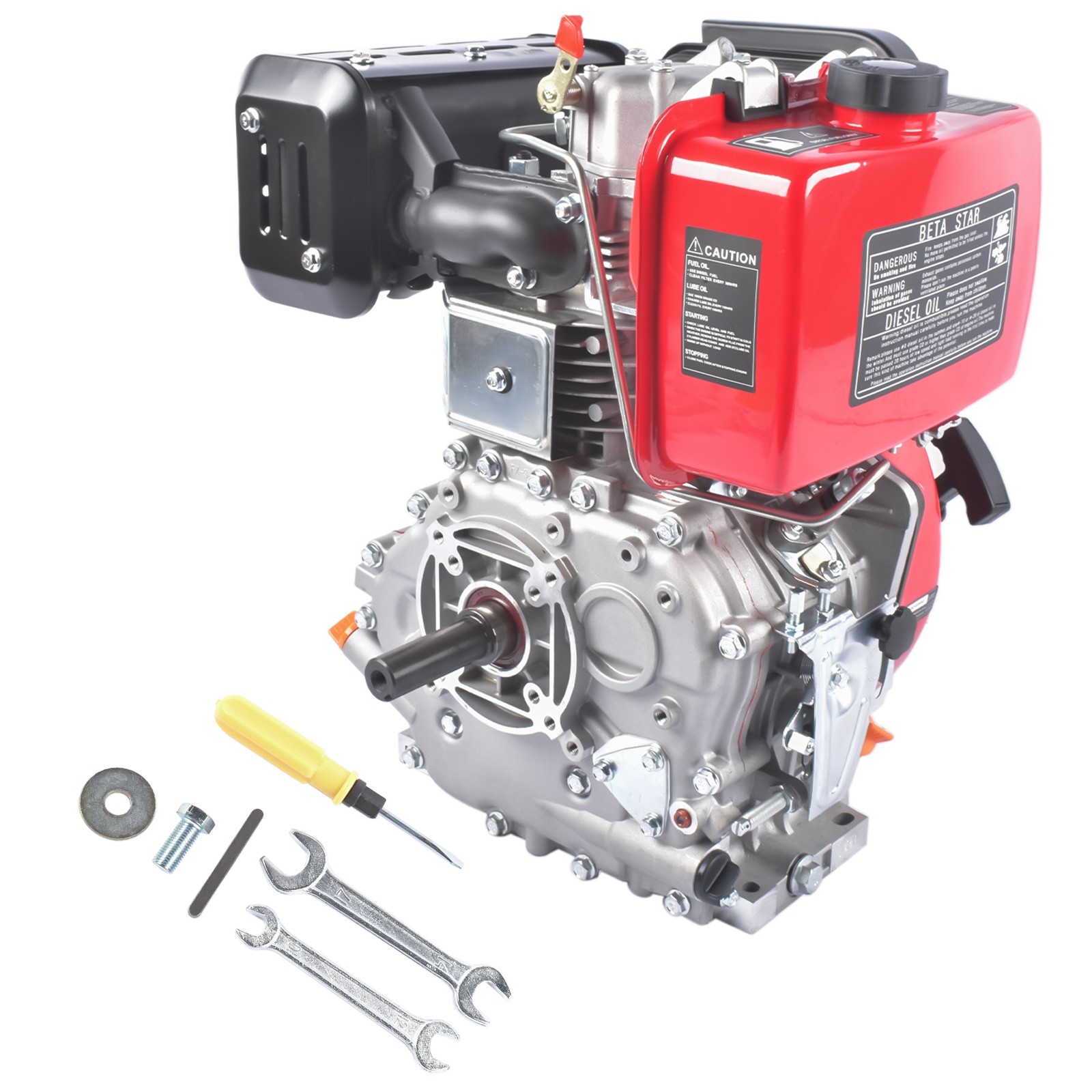 10HP 186F Diesel Engine Single Cylinder 418CC 4 Stroke Recoil Start 25mm Shaft