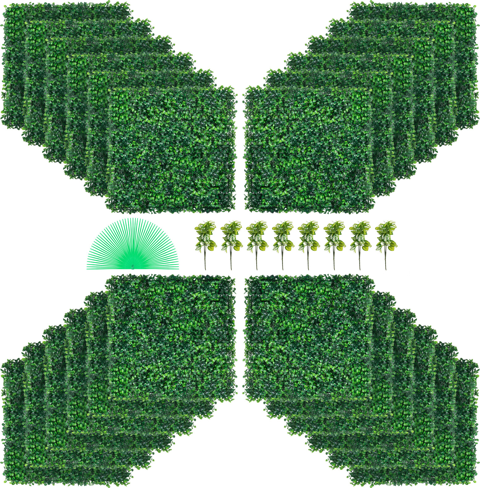 24pcs 20″ X 20″ Grass Wall Artificial Boxwood Panels Boxwood Hedge UV for Fence