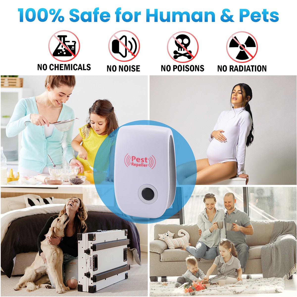 Ultrasonic Pest Repeller 1~8Pack Electronic Indoor Plug in for Insects, Pest Con