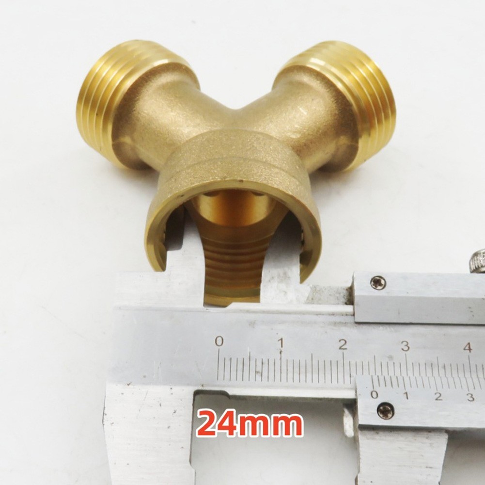 Brass Y Hose Connector 3/4 Dual Outlet for Garden Faucet Water Splitting