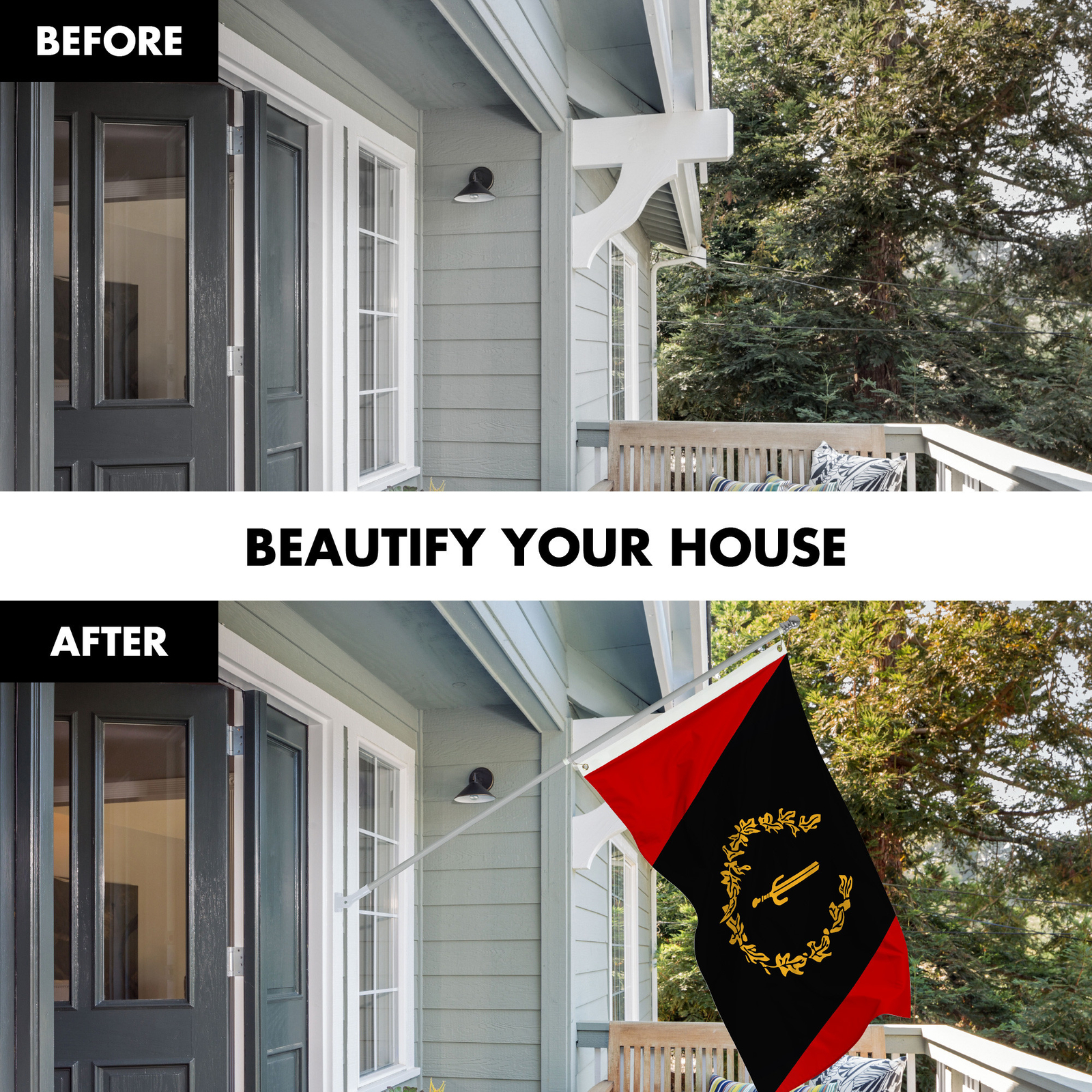 Combo 6 Ft Silver Flagpole and Black American Heritage Flag 3×5 Ft Printed 150D