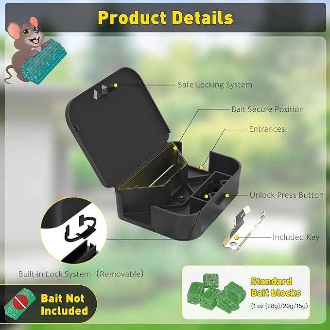Mouse Mice Station Tamper Resistant Locking Bait Child/Pet Safe 2 Lot set NEW