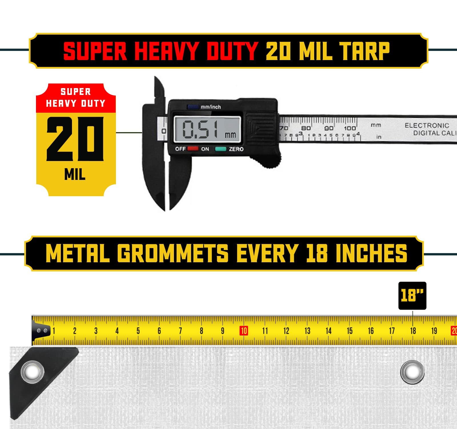 Core Trps Extreme Hevy Duty 20 Mil Trp Cover, Wterproof, UV Resistnt, Rip