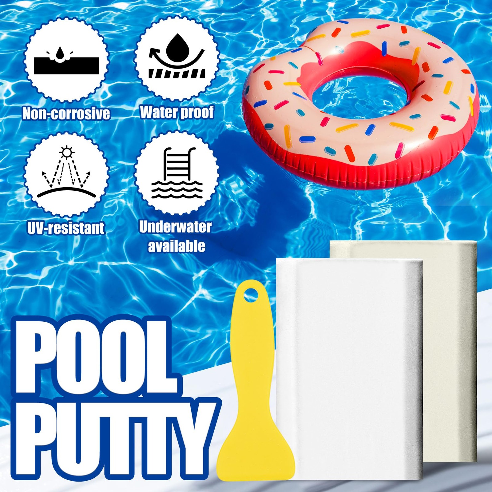 Pool Putty – 10oz 2 Part Epoxy Repair Kit Leak Sealer 10 oz, White