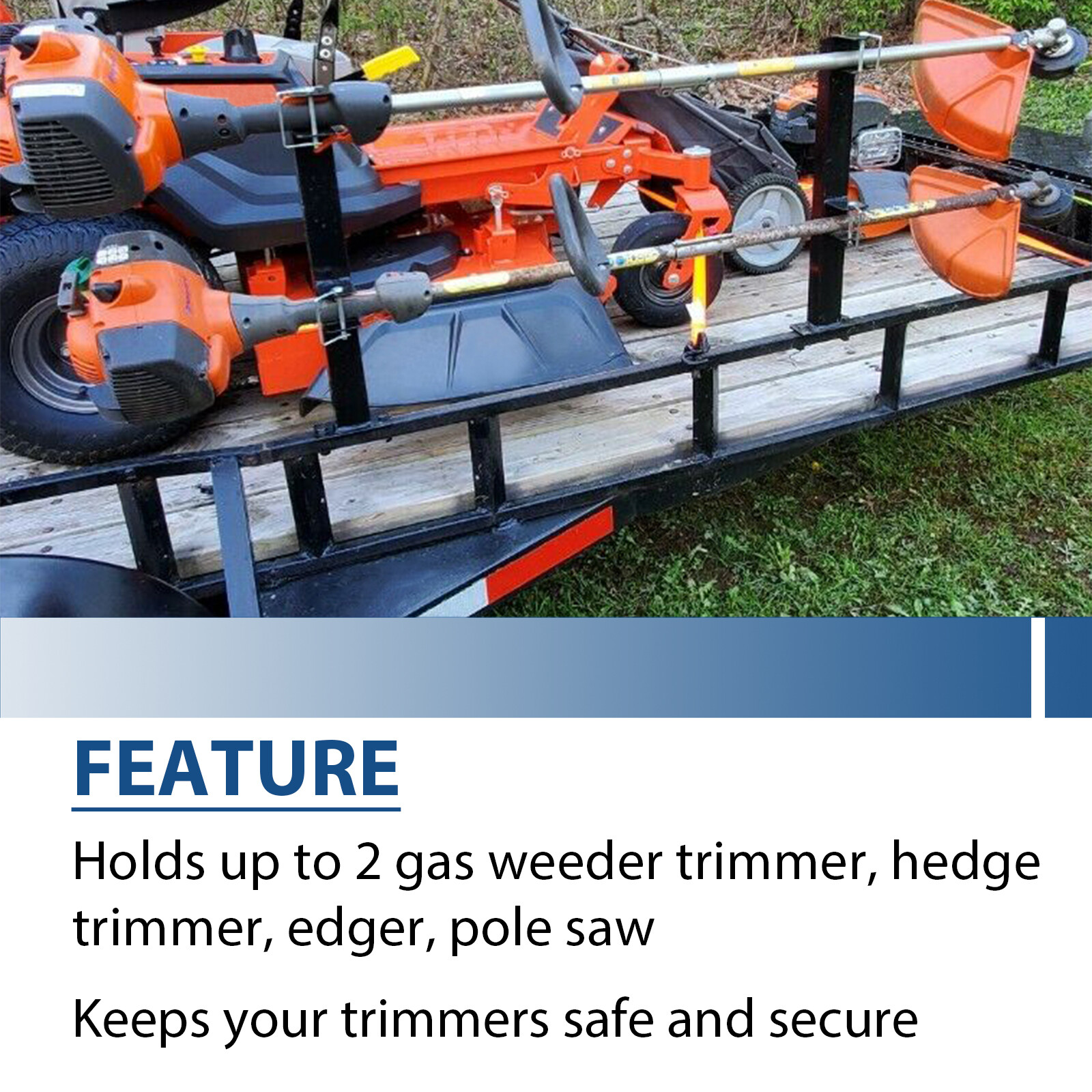 Lockable Weeder Trimmer Double Rack Holder Carrier Mount For Landscape Trailer