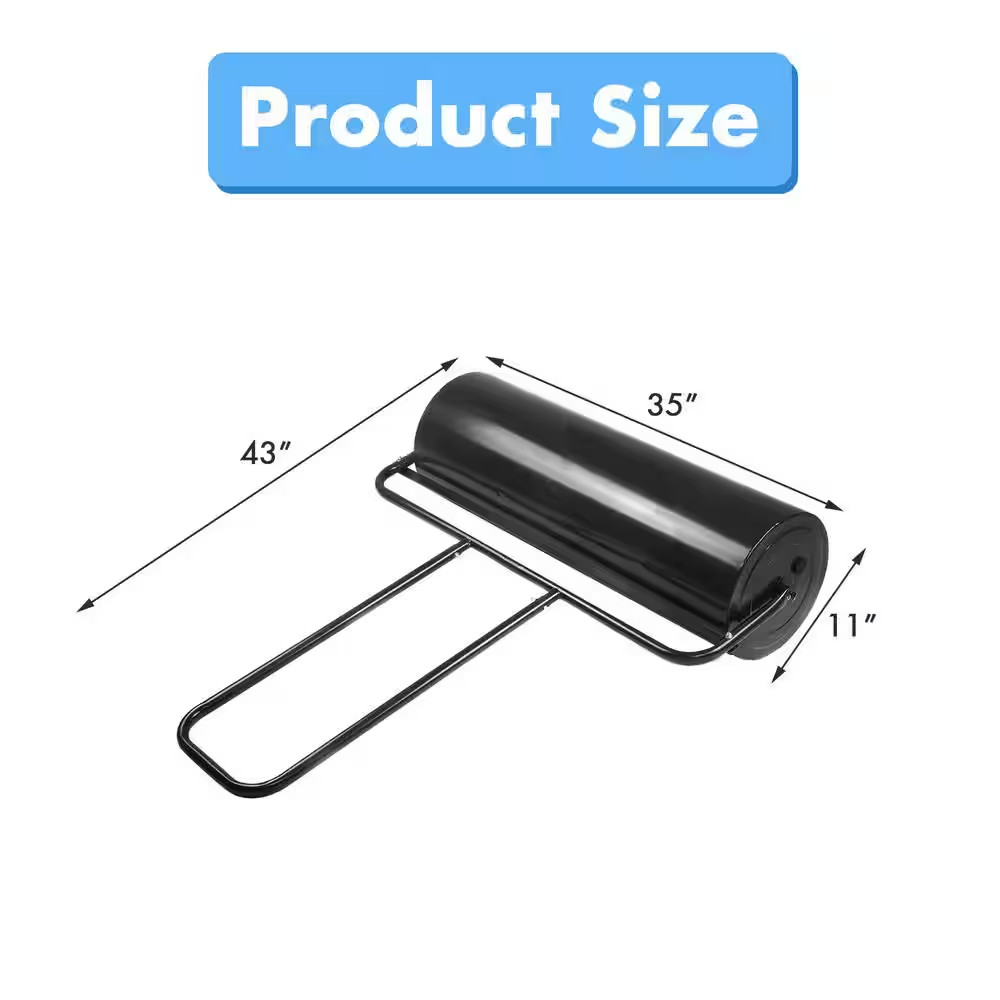 36 X 12 In. Tow Lawn Roller Water Filled Metal Push Roller in Black