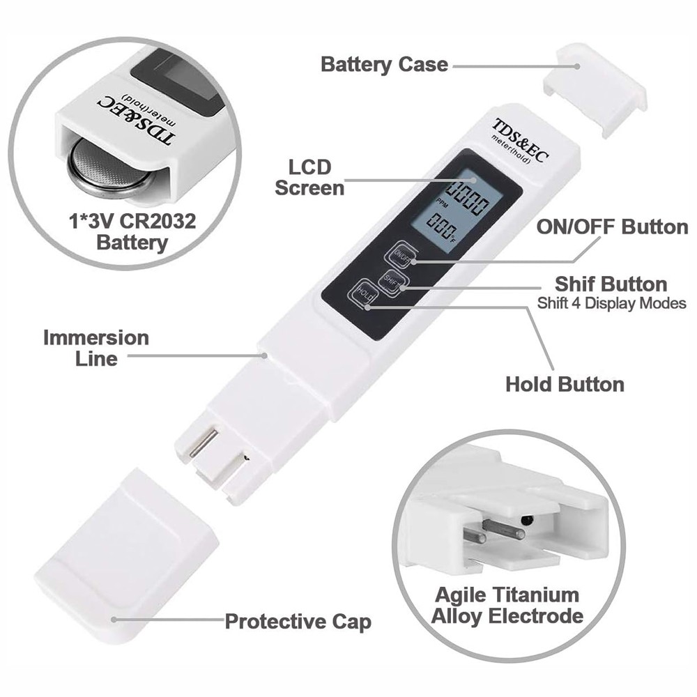 0-9990ppm 2PC TDS Meter Digital Tester Water Quality Testing Kits Drinking Water