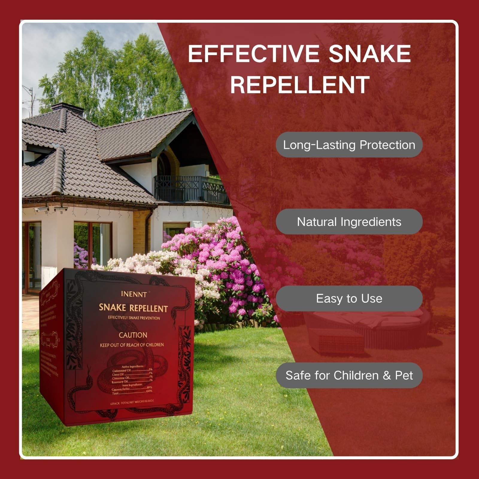 Effective Snake Repellent for Yard – Natural Outdoor Deterrent, Pet & Child Safe