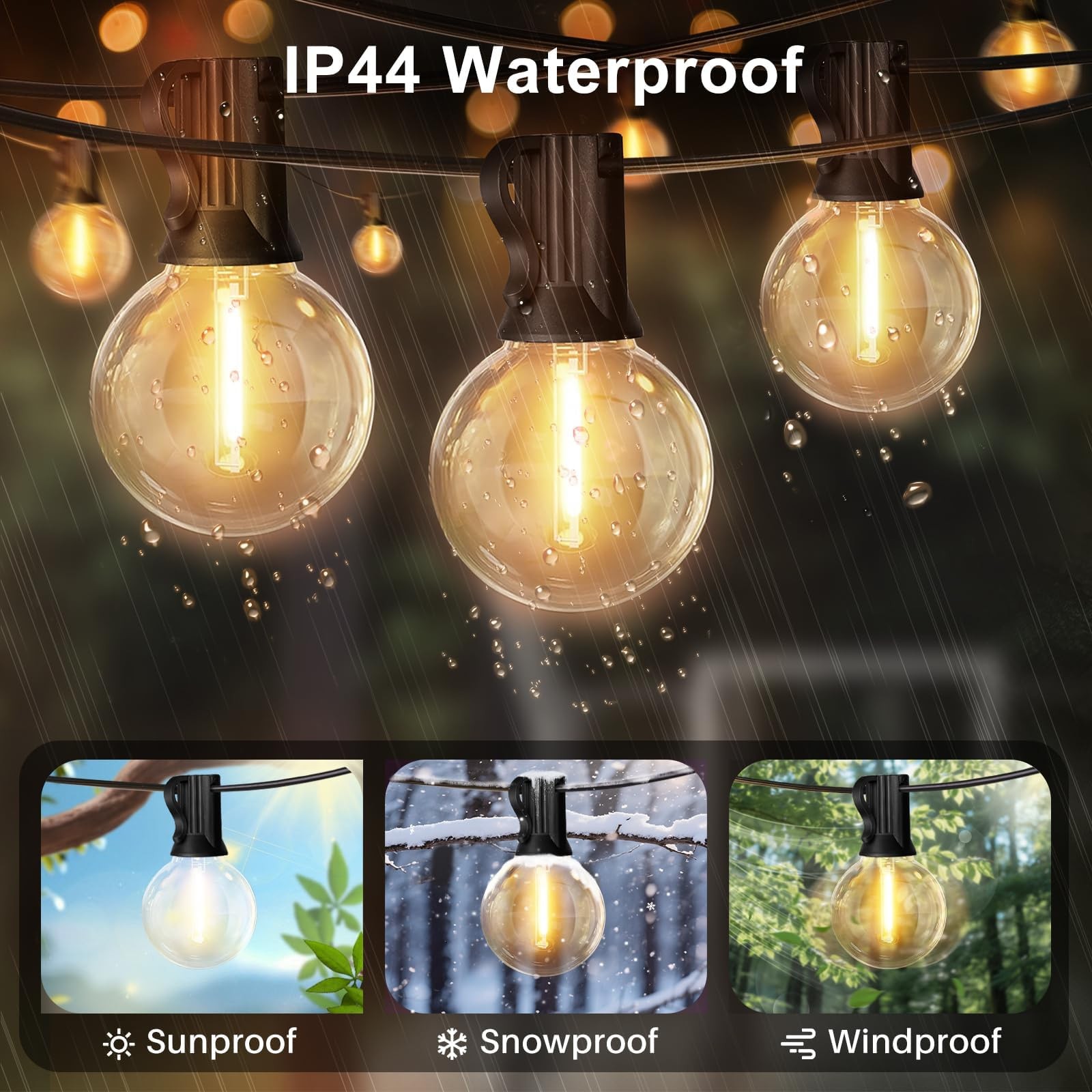 LED Outdoor String Light, 51 Feet Patio Lights with 25+2 Edison Shatterproof …