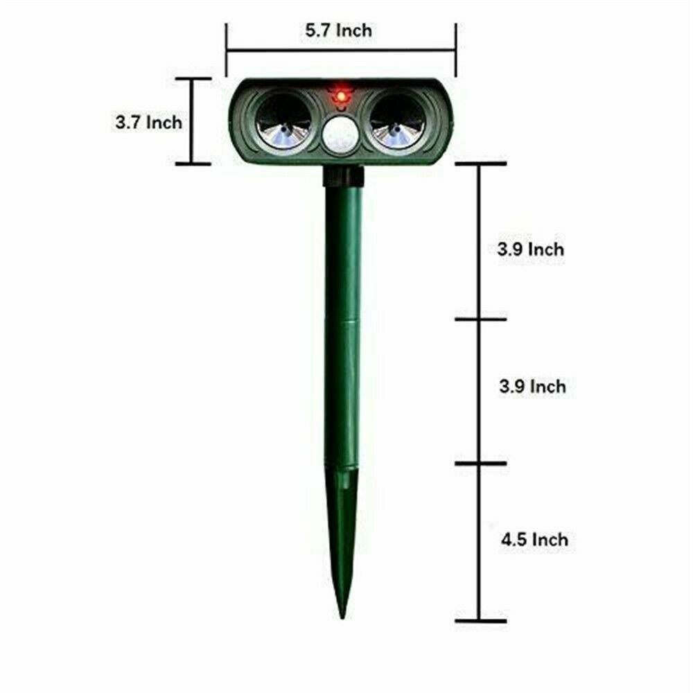 4PACK Animal Repeller Ultrasonic Solar Power Outdoor Pest Cat Mice Deer Sensor