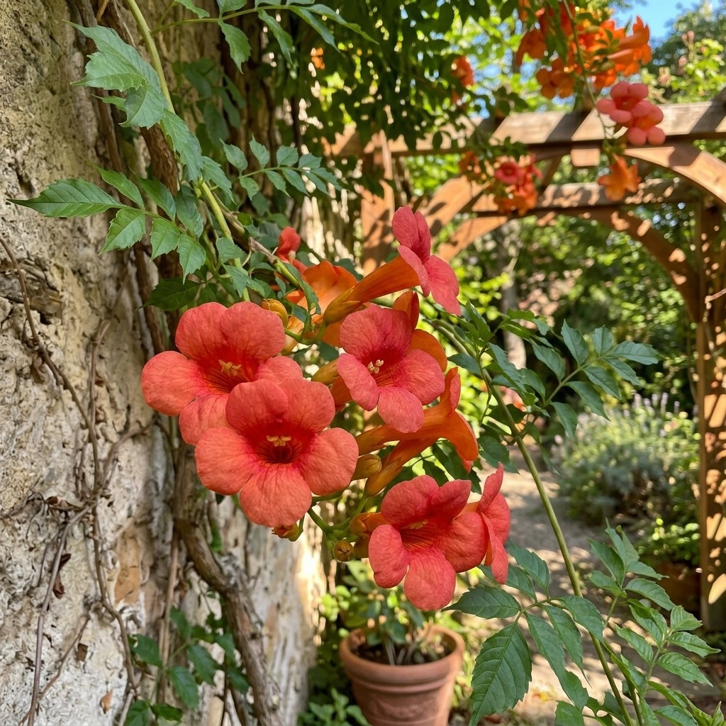100Pcs Trumpet Vine Seeds, Climbing Flower Seeds for Garden&Trellis Planting