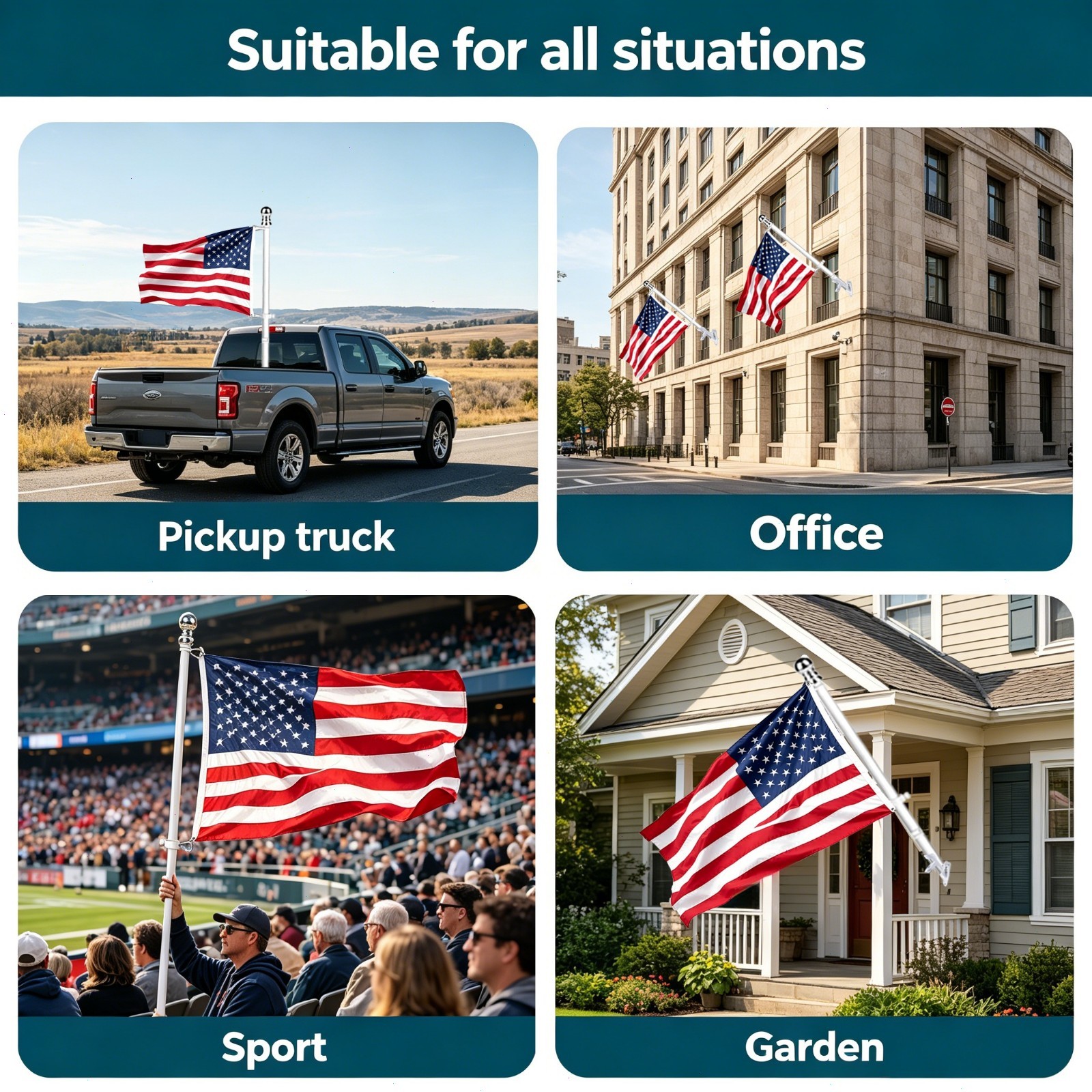 Tangle Free Spinning Flag Pole Aluminum 6FT Two Piece Design Durable Rust Free
