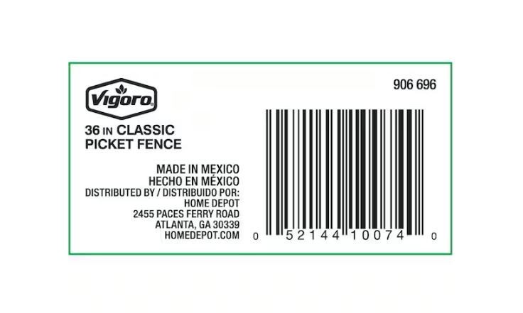 18 In. H 36 In. W White Wood Picket Garden Fence