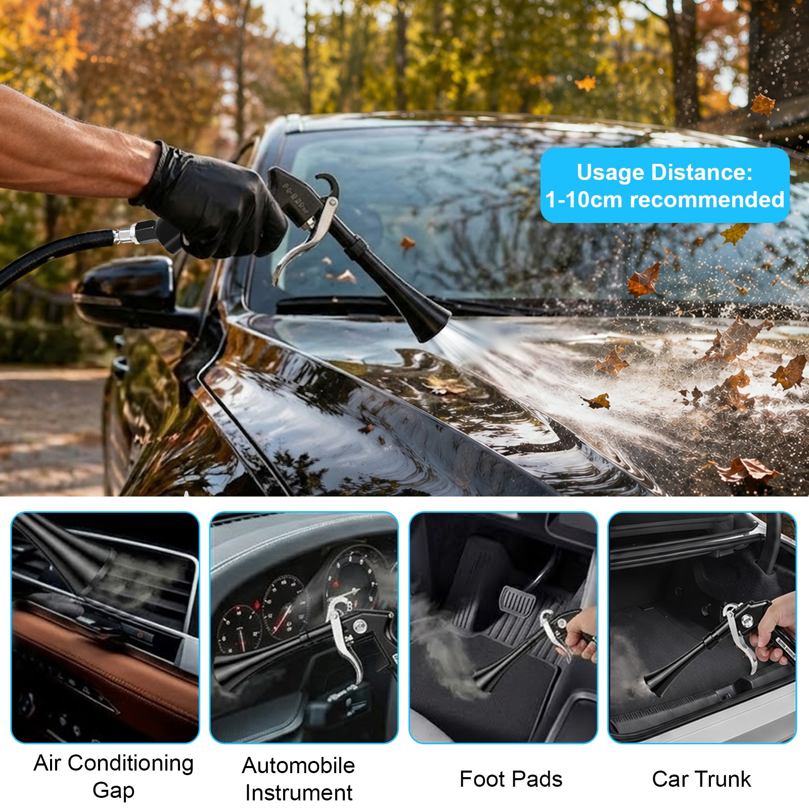 2-in-1 High-Pressure Car Interior Detailing Air Blow Gun Tornado Cleaning Tools