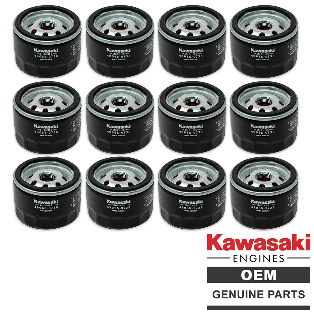 Genuine Kawasaki 49065-0736 Oil Filter (Replace 49065-7007 49065-0721) – 12 PACK
