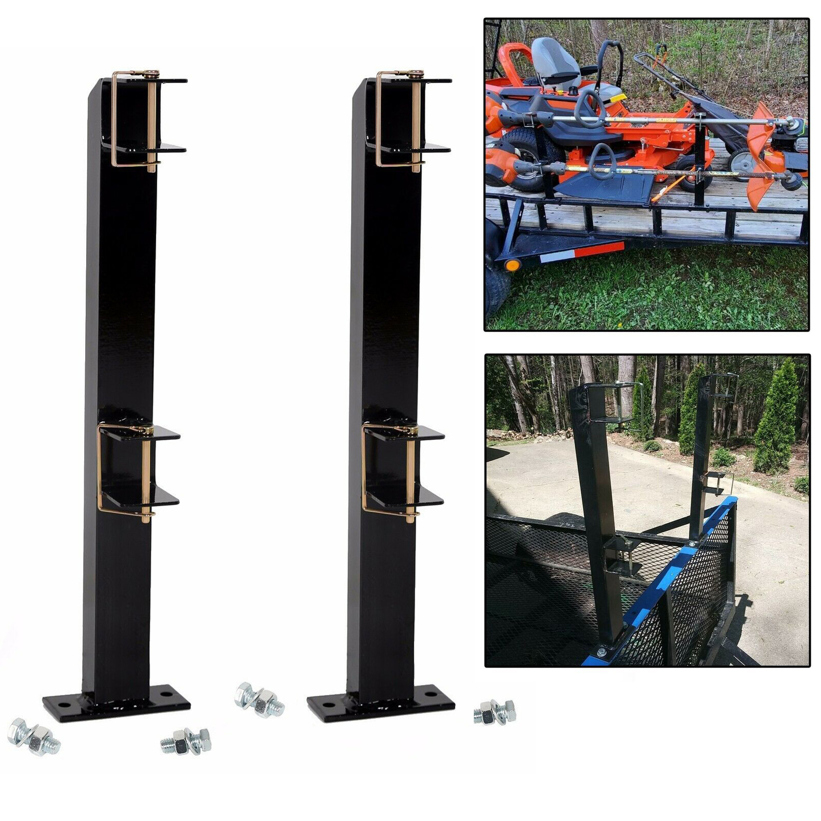 Lockable Weeder Trimmer Double Rack Holder Carrier Mount For Landscape Trailer