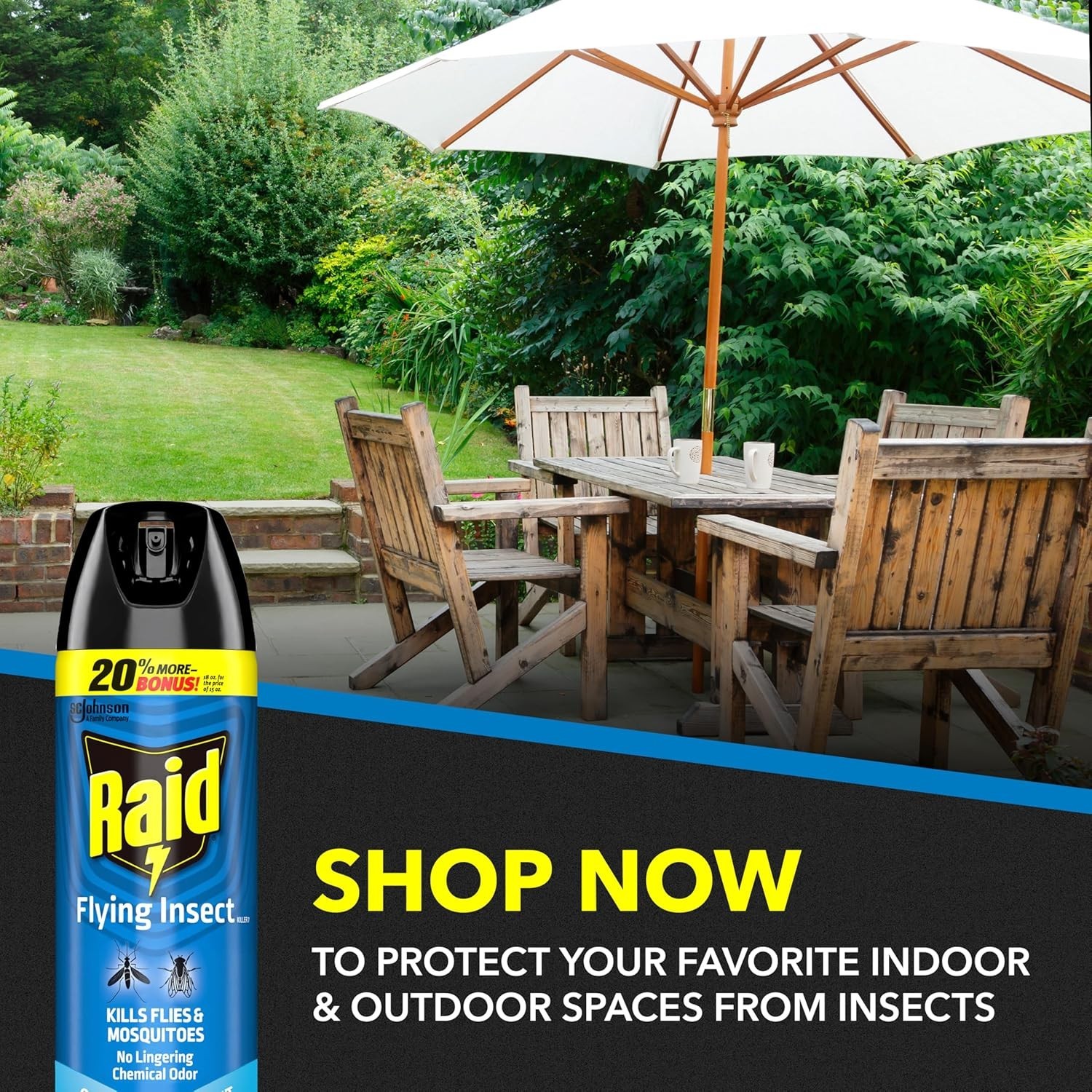 Raid Flying Insect Spray Outdoor Fresh Scent Kills Flies 18oz