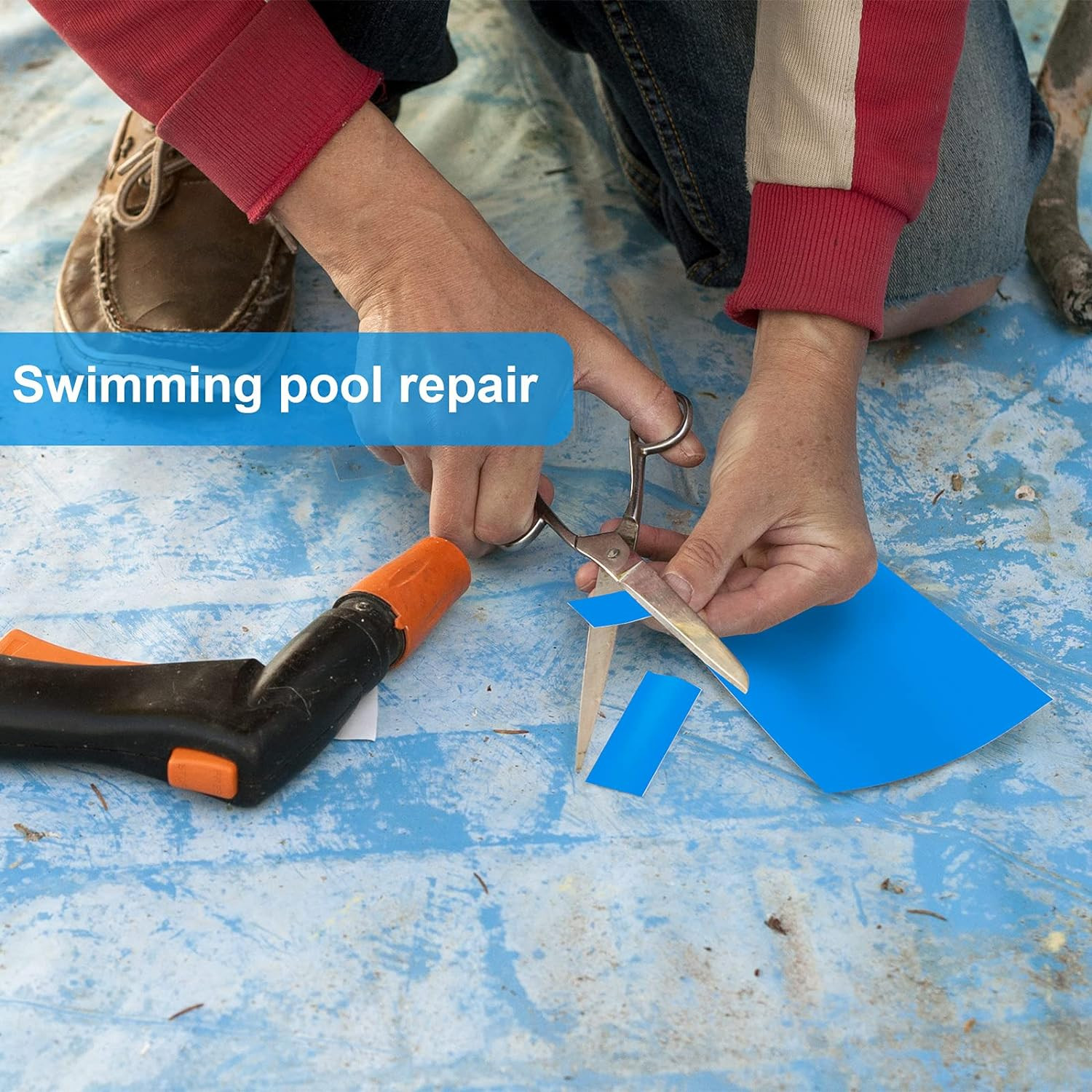 Extra Large Pool Liner Repair Patch 2.8 Ft X 4.1 Ft Blue Self Adhesive Vinyl Poo
