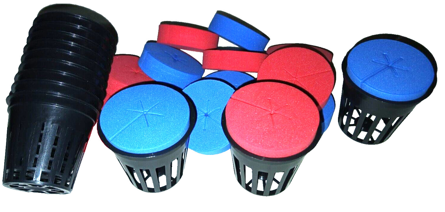 20 CLONE COLLAR INSERTS(green/orange) & 20 2″ NET POT for HYDROPONIC GROW SYSTEM