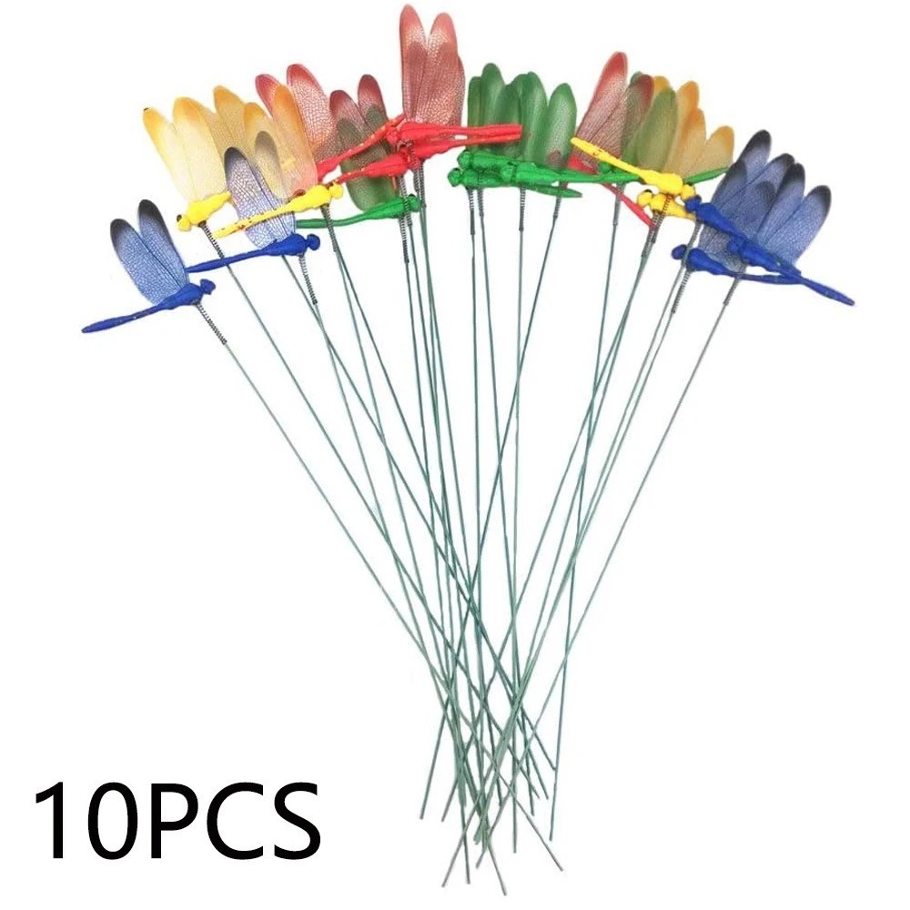 5-10Pcs Fake Dragonfly Rod Clip Insect Repellent 3D Artificial For Indoor Outdoo