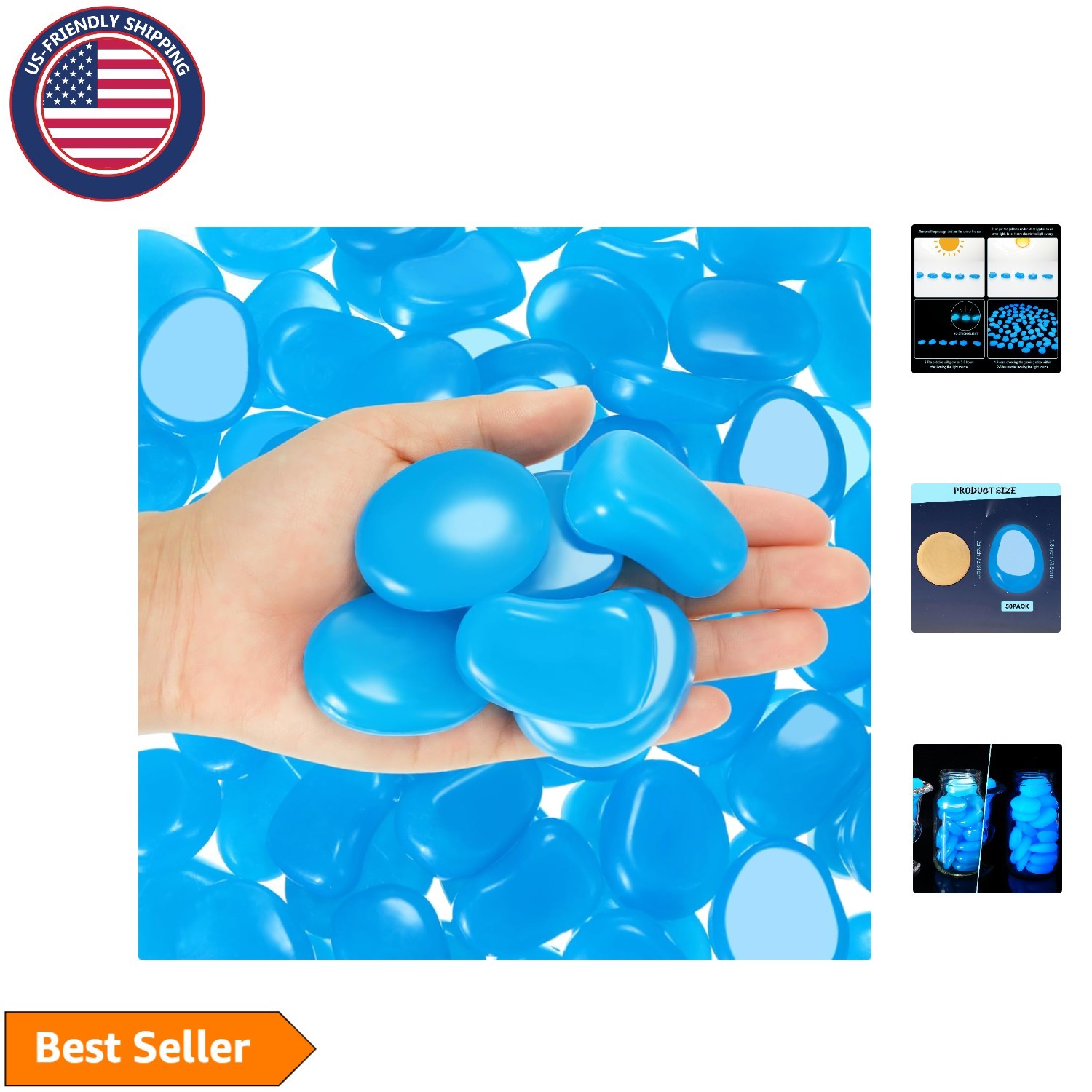 100pcs 1.8-inch Glow in The Dark Rocks for Decoration & Landscaping