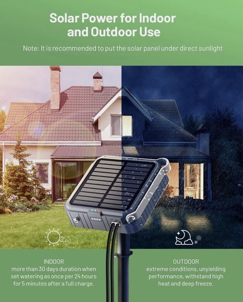 Solar Automatic Water 15Drip Irrigation System for Potted Plants 2500MAH battery
