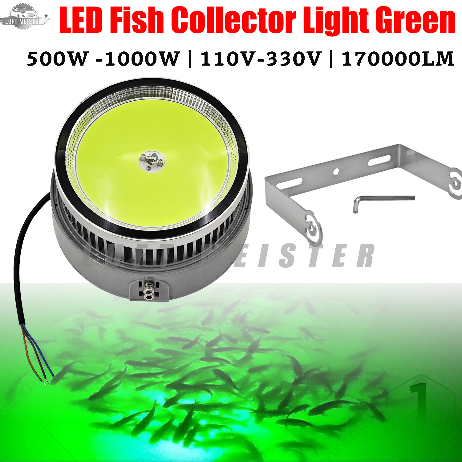 110V-330V 1000W Large Fish Collector Light Abovewater 170000LM High Brightness