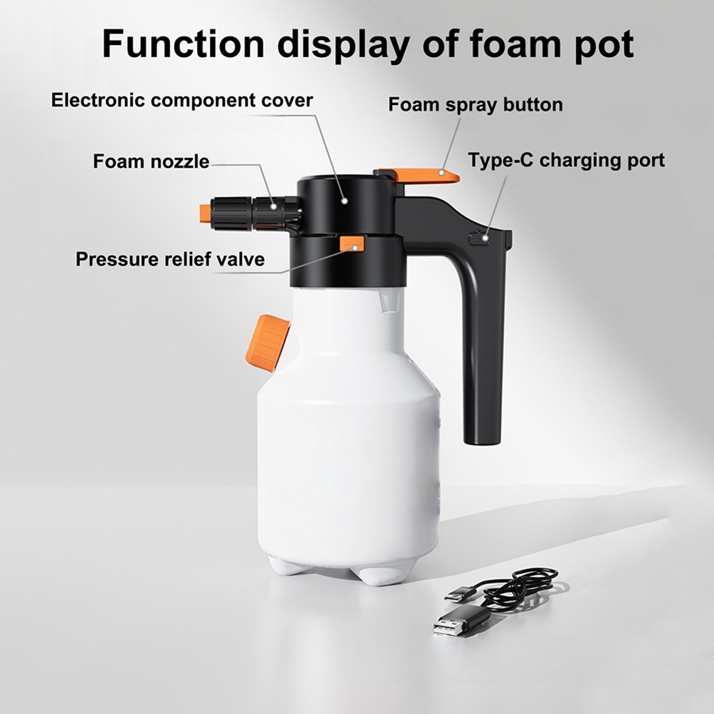 Electric Foam Sprayers 2L Pressurized Rechargeable Home Garden Car Wash Cleaning