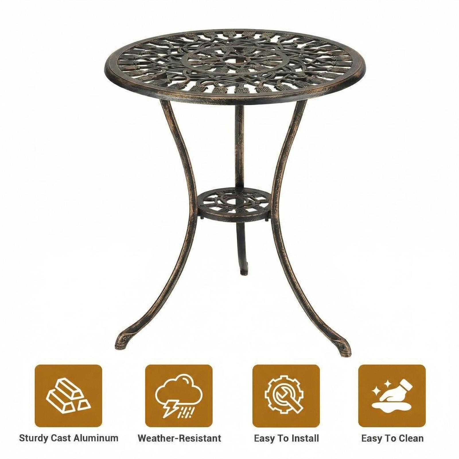 Round Patio Dining Table with Umbrella Hole Outdoor Bistro Table Umbrella Table