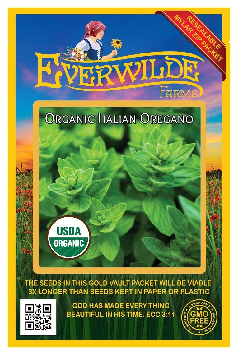 1000 Organic Italian Oregano Organic Herb Seeds – Everwilde Farms Mylar Packet