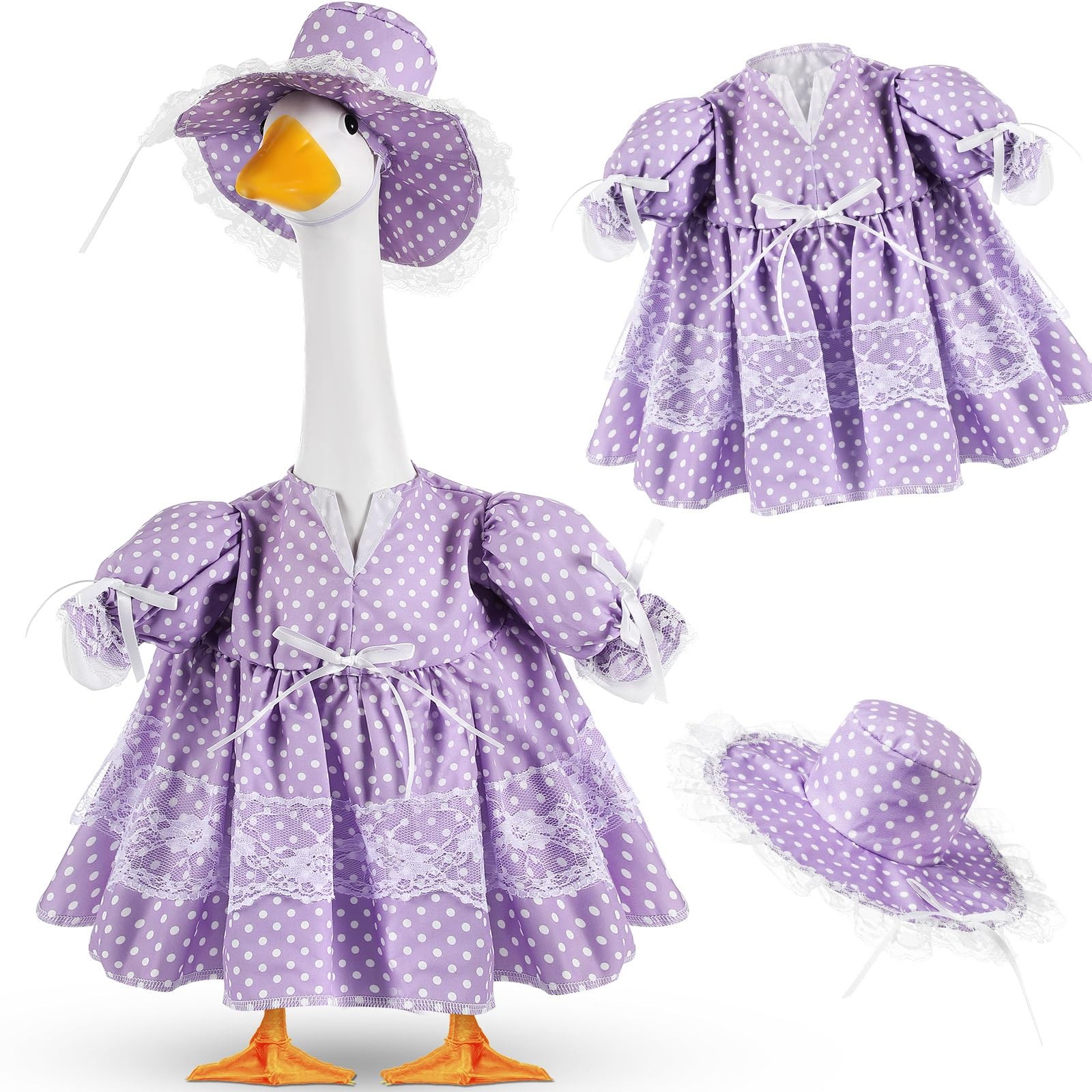 Spring Summer Porch Goose Outfit Fancy Goose Clothes Polka Dots Skirt with Da…