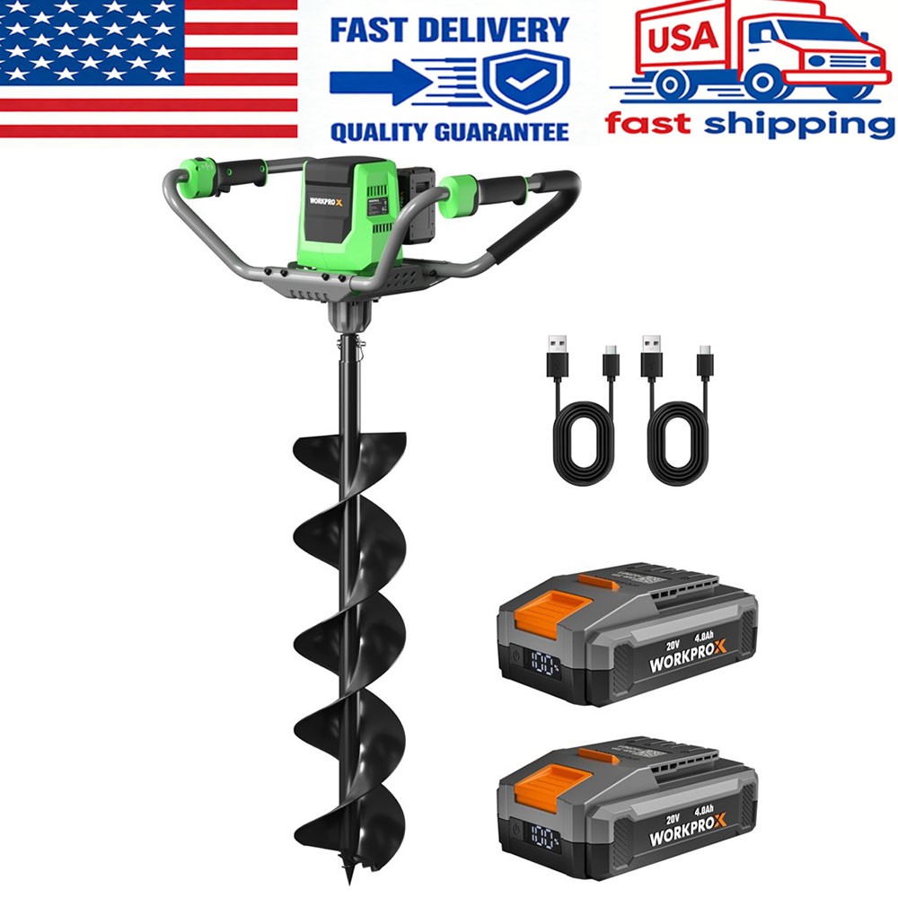 WORKPROX 40V Auger Post Hole Digger, 8″ Electric Auger 2-Speeds Reverse Function